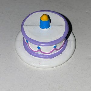Barbie Pretend Play Food White Cake Purple Piping Candle On Plate Playset Toy